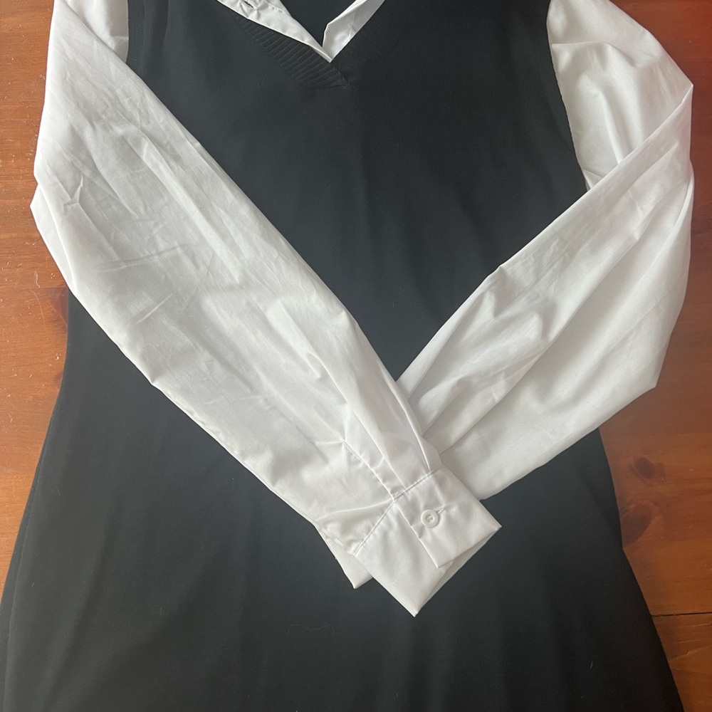 Black and White Long Sleeve Dress